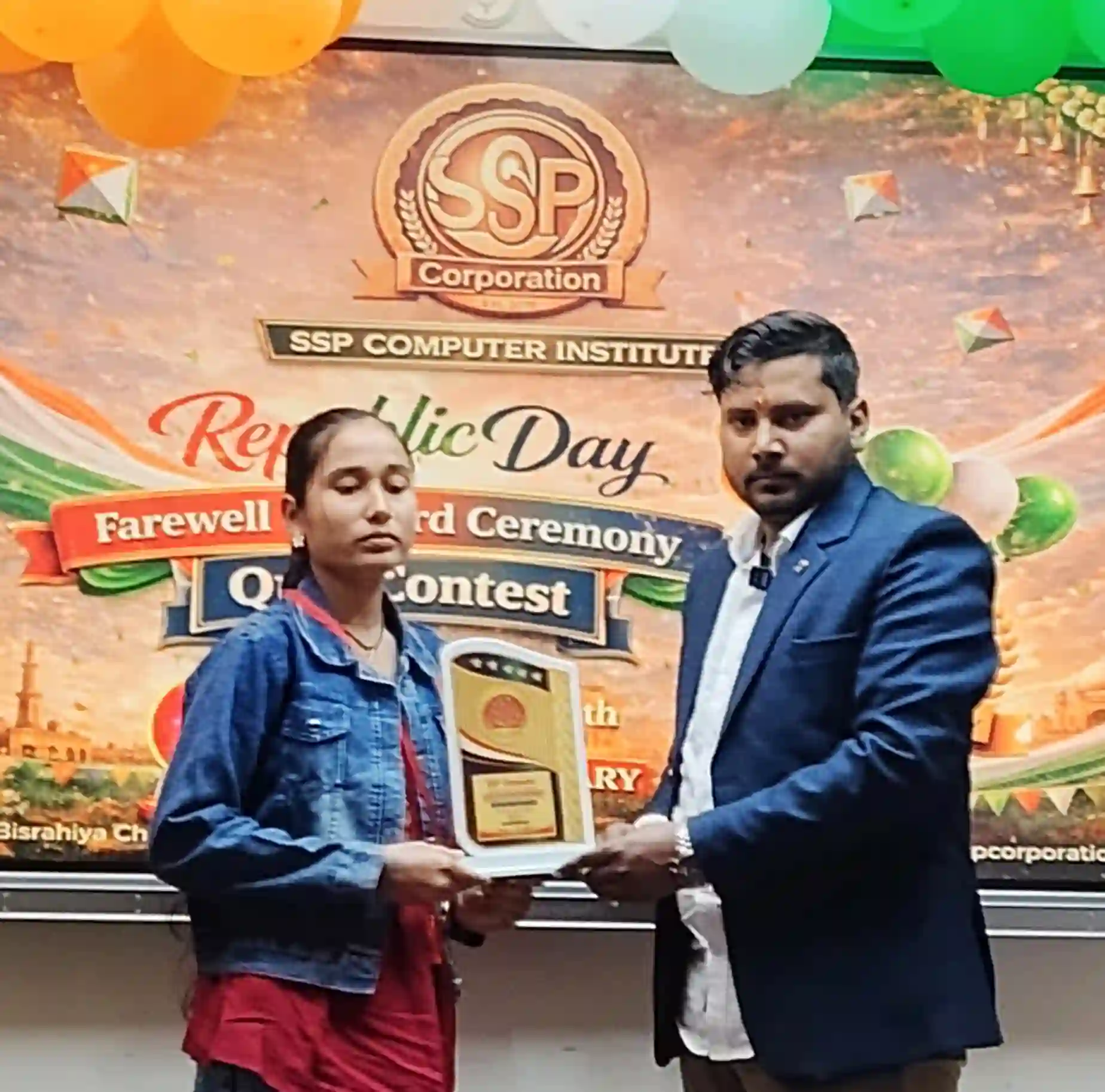 NIDHI KUMARI  Take Aug-24 (3rd), Oct-24 (1st), Nov-24 (2nd), Dec-24 (2nd), Jan-25 (3rd), Feb-25 (2nd), Apr-25 (2nd), May-25 (2nd), Aug-25 (3rd), Nov-25 (3rd), Dec-25 (3rd) Rank Awarded by Dr. Sujeet Sir (Daily Quiz Topper)
SSP Computer Institute of Information Technology | Computer Classes| Computer Education Near Me| Dhaka - East Champaran (Motihari) - Bihar