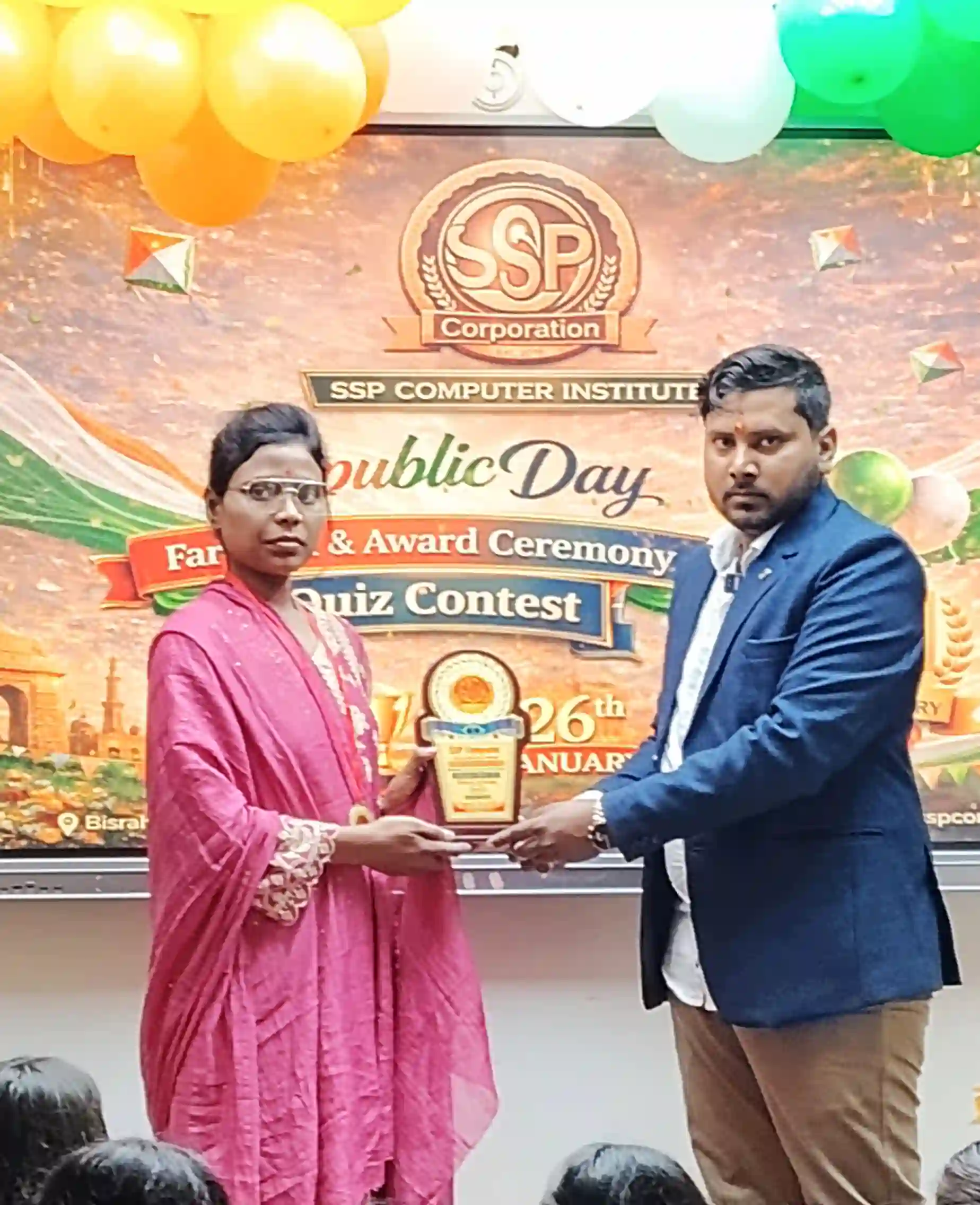 POOJA KUMARI Take May-24 (2nd), Jun-24 (2nd), Jul-24 (2nd), Aug-24 (1st), Sep-24 (2nd) Rank Awarded by Dr. Sujeet Sir (Daily Quiz Topper)
SSP Computer Institute of Information Technology | Computer Classes| Computer Education Near Me| Dhaka - East Champaran (Motihari) - Bihar